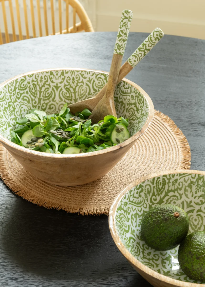 2 couverts à salade bois décor arabesques – Image 4