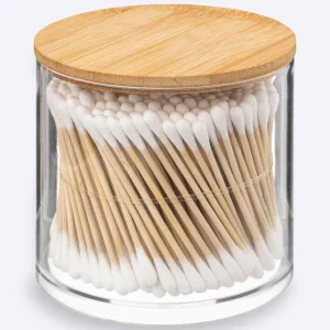300 coton tiges + boite couvercle bambou