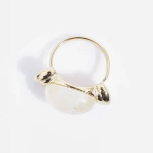 Bague perle colorée, acier inoxydable