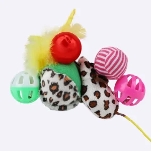 Balle avec grelot pour chat multimatières