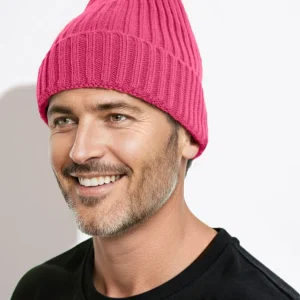 Bonnet en maille cotelée à revers