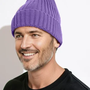 Bonnet en maille cotelée à revers