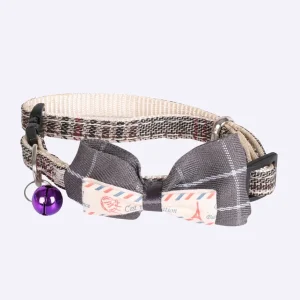 Collier chat forme noeud papillon et clochette