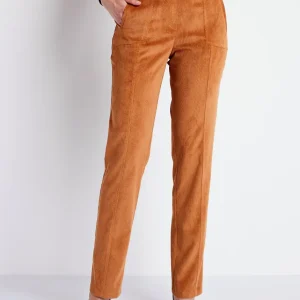 Pantalon droit taille élastiquée velours milleraies
