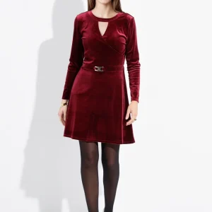 Robe en velours décolleté rond fantaisie