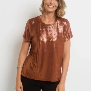 T-shirt métallisé à manches courtes
