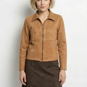 Veste zippée style motard, simili cuir