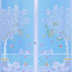 Vitrage droit dentelle décor chats - la paire